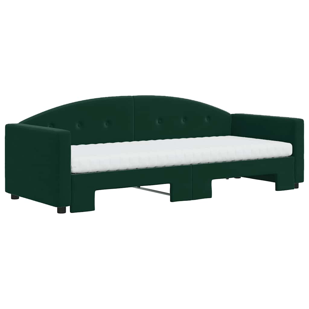 Divano Letto Estraibile Materassi Verde Scuro 80x200 Velluto | homemem39