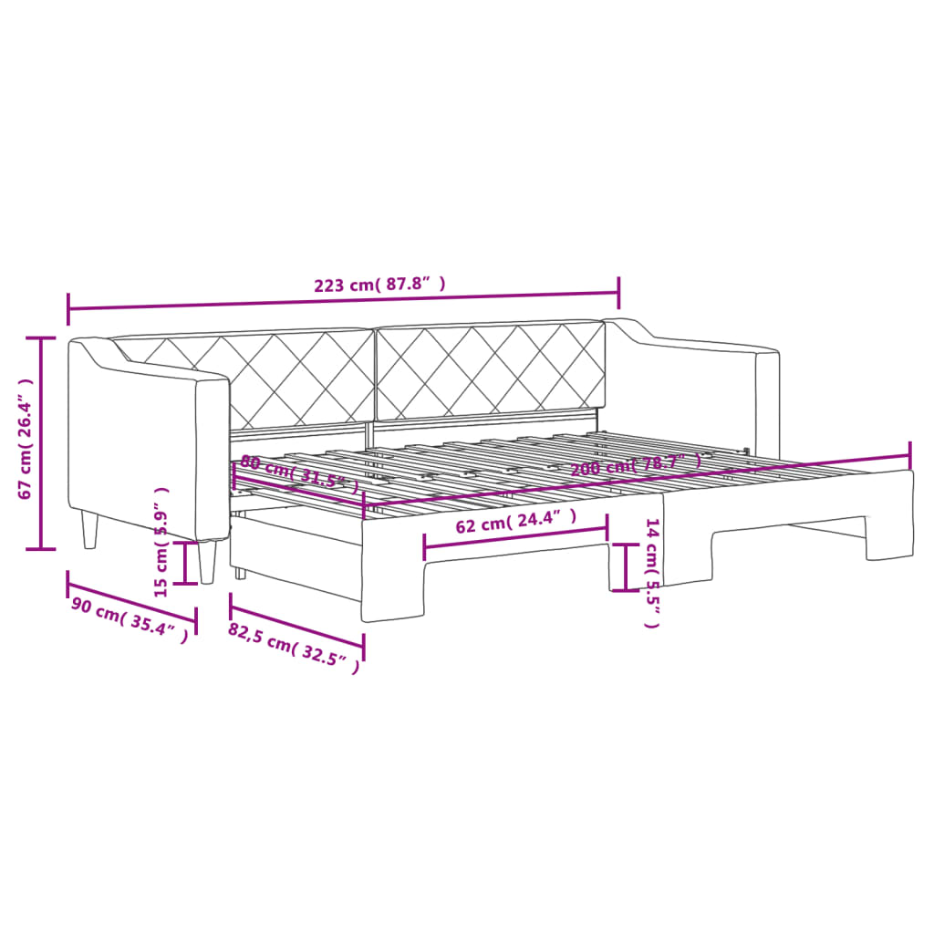 Divano Letto con Letto Estraibile Crema 80x200 cm Tessuto | homemem39