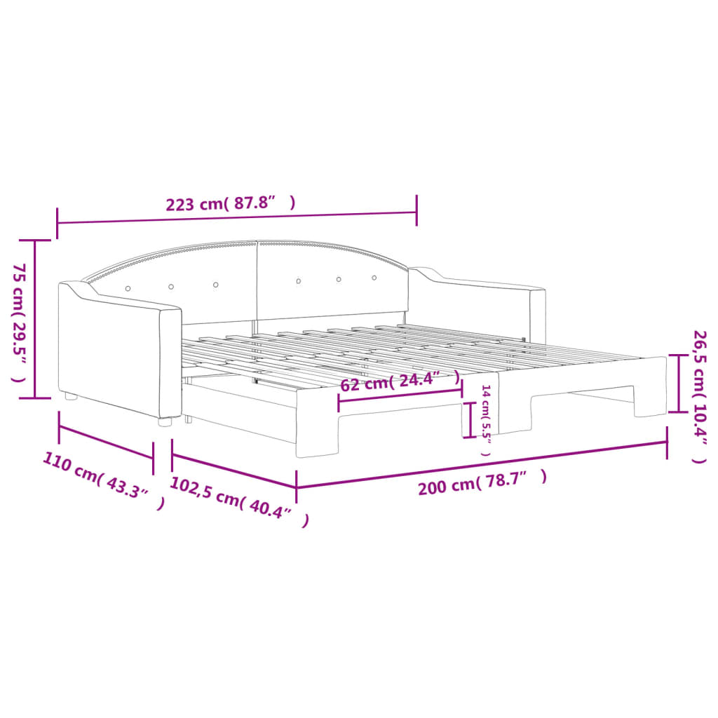 Divano Letto con Letto Estraibile Tortora 100x200 cm in Tessuto | homemem39