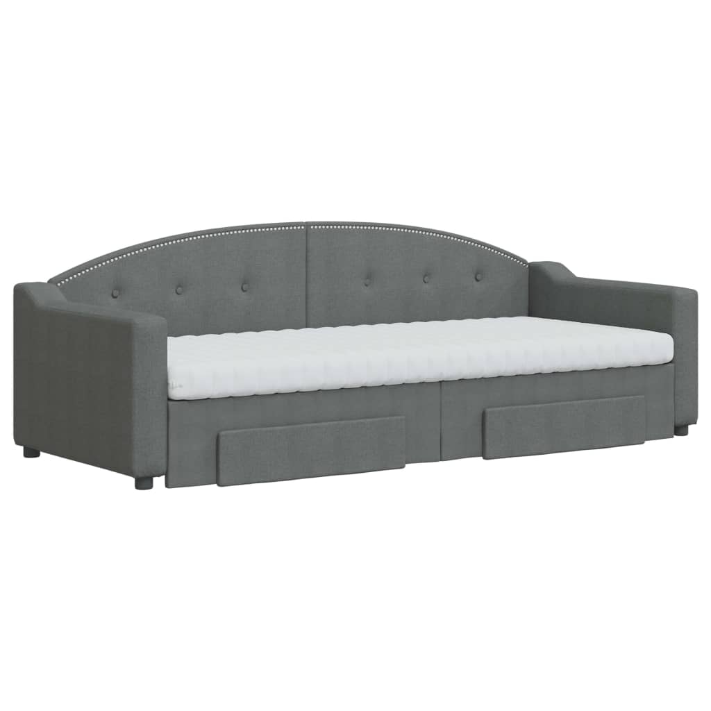 Divano Letto Estraibile Cassetti Grigio Scuro 80x200cm Tessuto | homemem39
