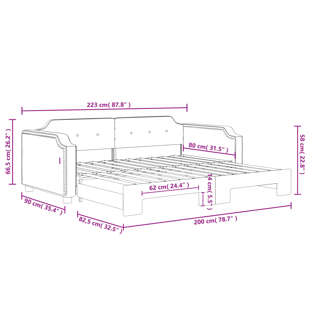 Divano Letto con Letto Estraibile Grigio Chiaro 80x200 Tessuto | homemem39
