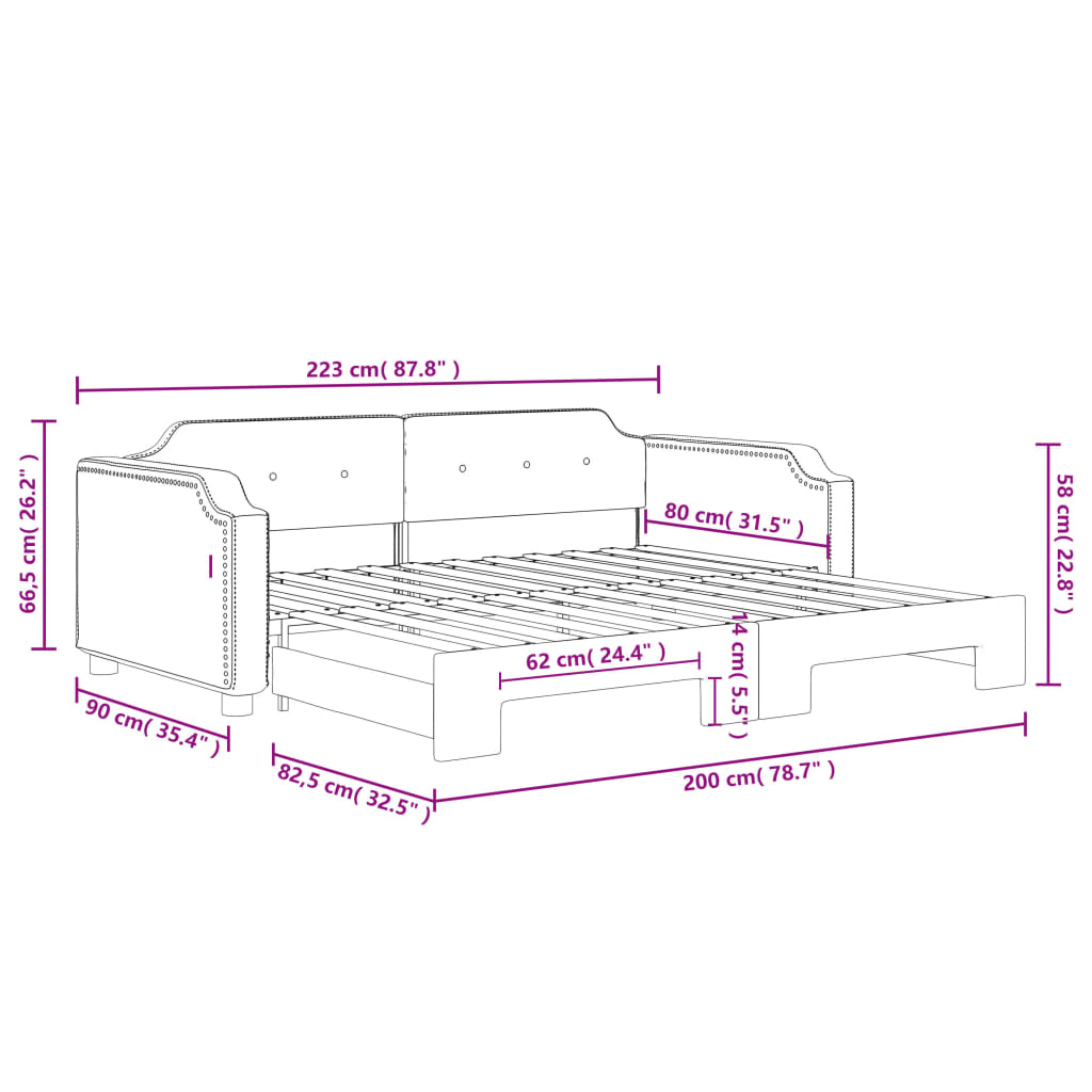 Divano Letto con Letto Estraibile Grigio Scuro 80x200 Tessuto | homemem39