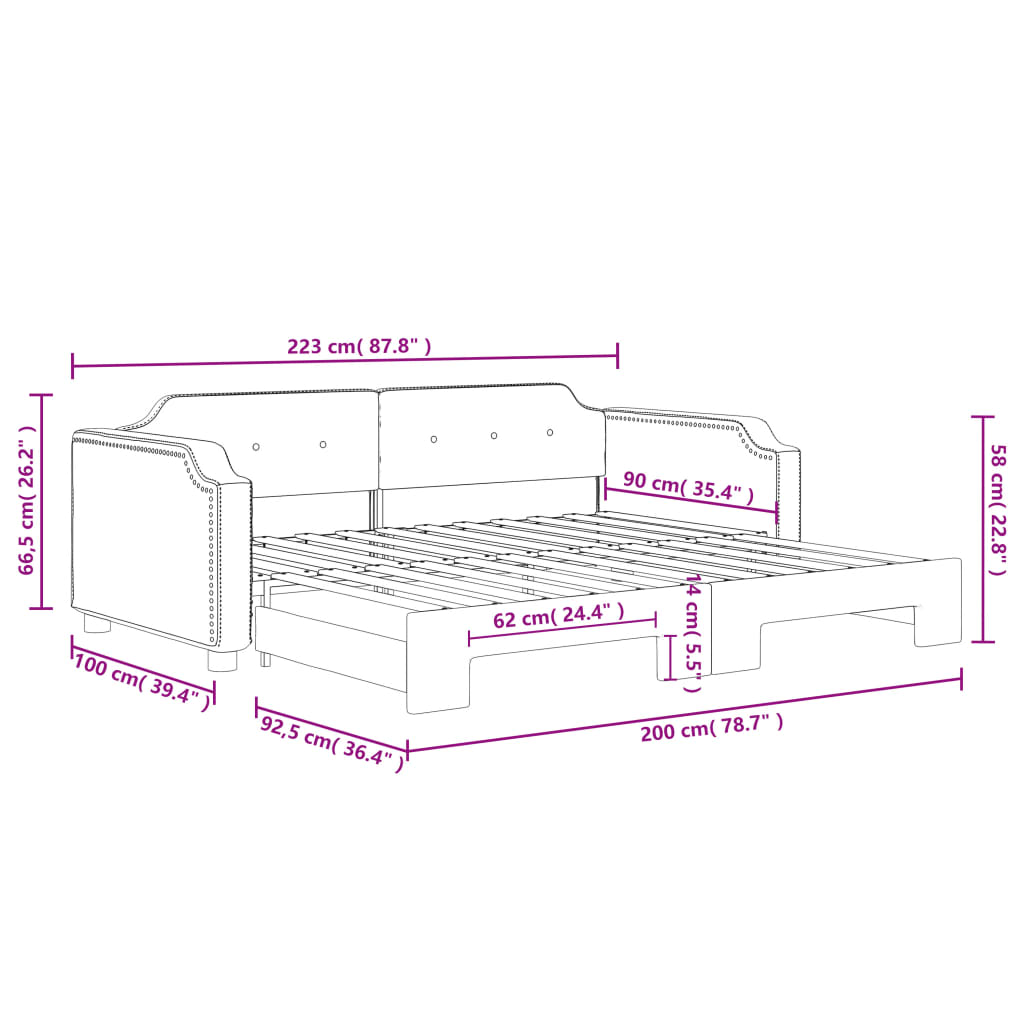 Divano Letto con Letto Estraibile Grigio Chiaro 90x200 Tessuto | homemem39