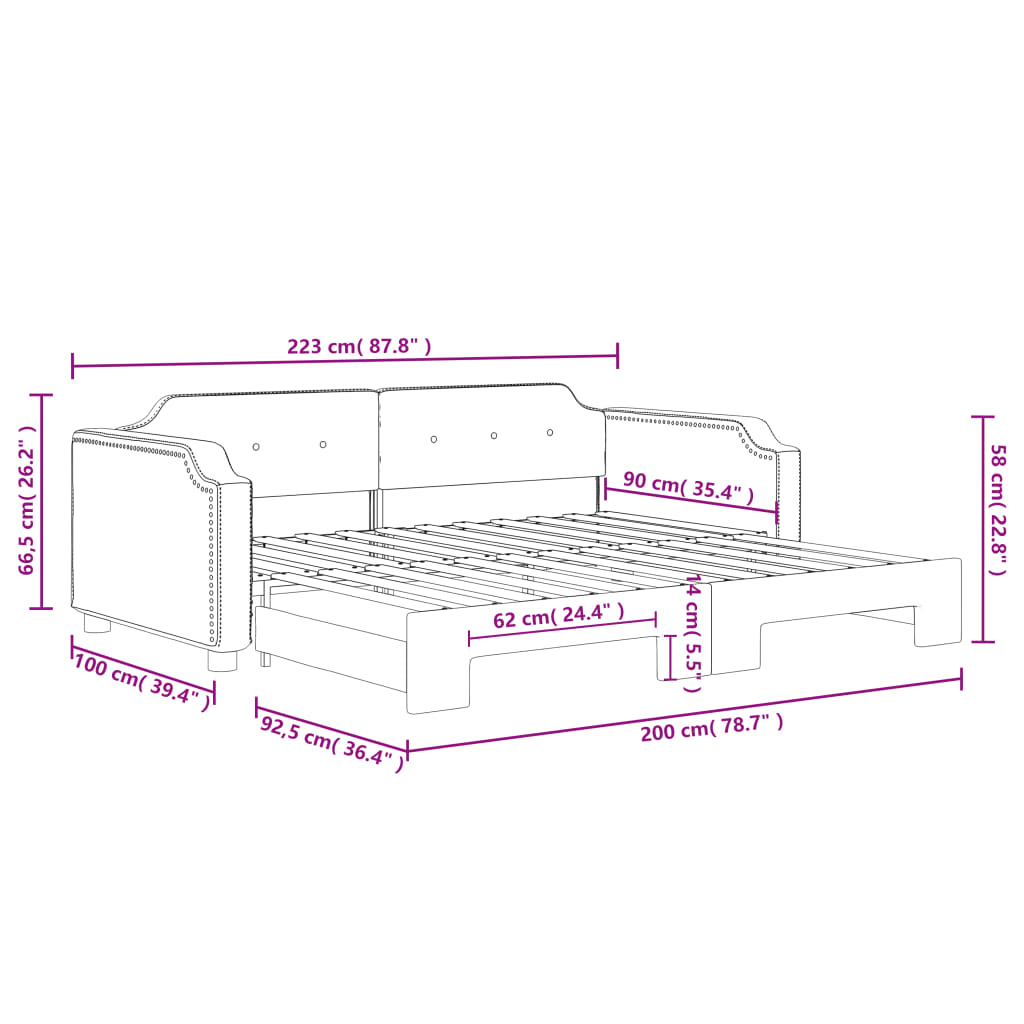Divano Letto con Letto Estraibile Tortora 90x200 cm in Tessuto | homemem39