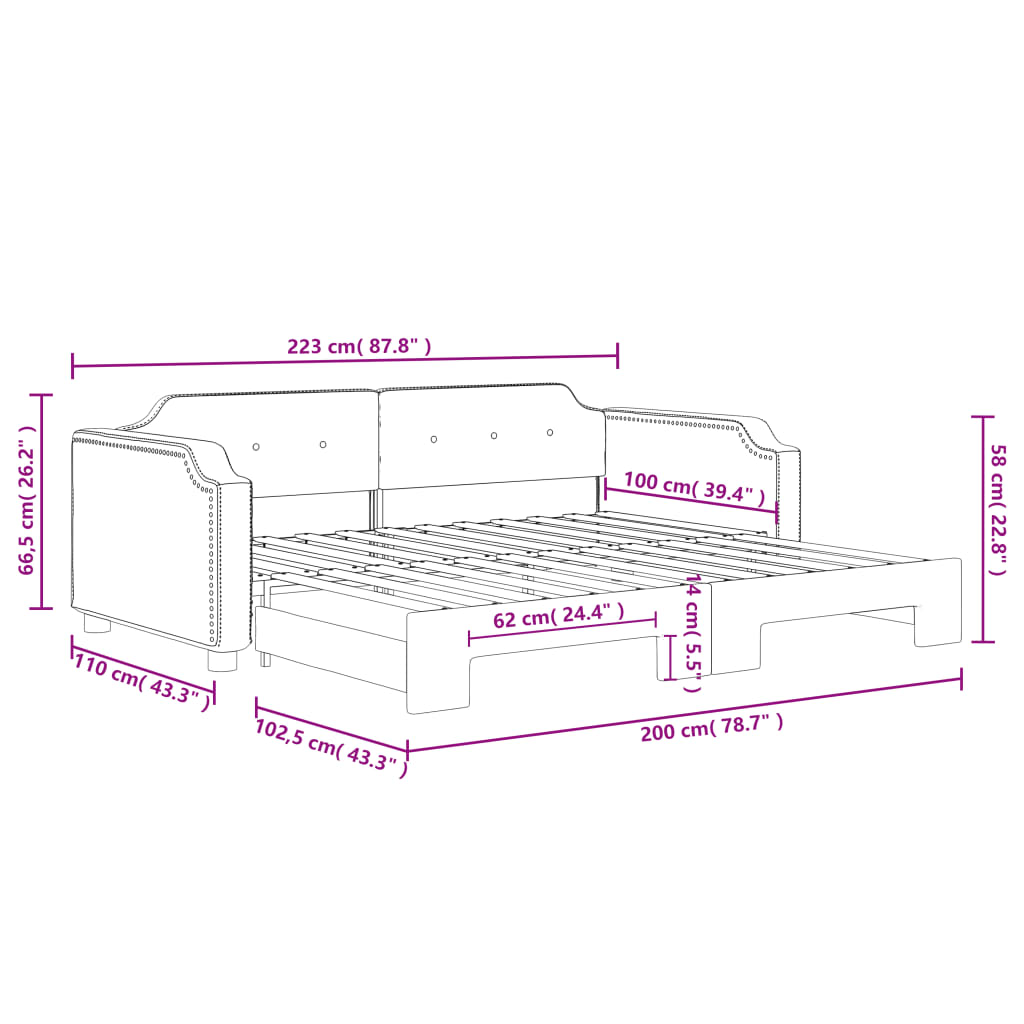 Divano Letto con Letto Estraibile Crema 100x200 cm in Tessuto | homemem39