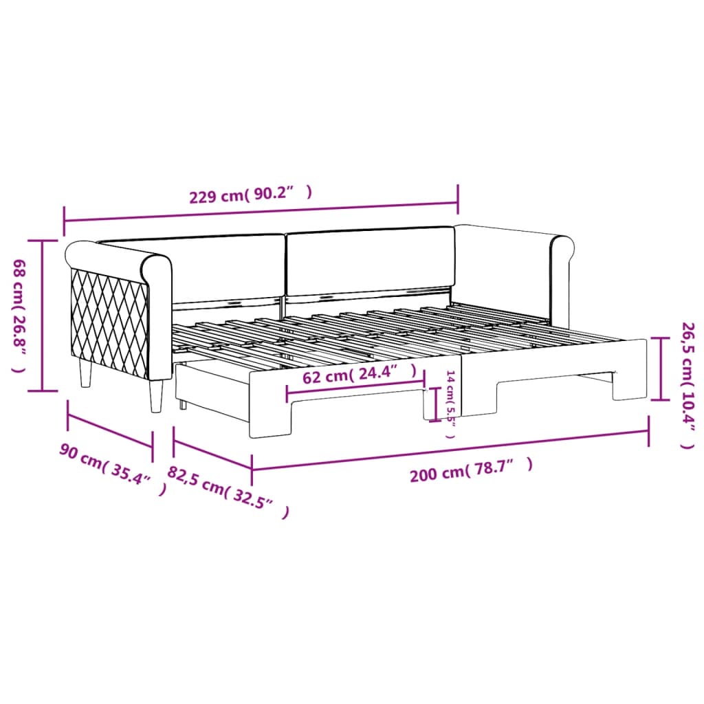 Divano Letto con Letto Estraibile Grigio Scuro 80x200cm Velluto | homemem39