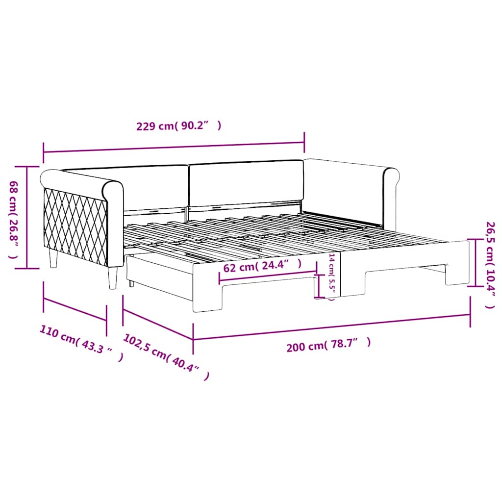 Divano Letto con Letto Estraibile Blu 100x200 cm in Velluto | homemem39