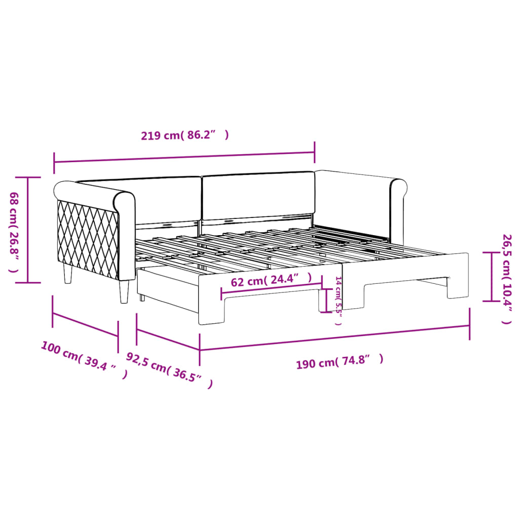 Divano Letto con Letto Estraibile Grigio Scuro 90x190cm Velluto | homemem39