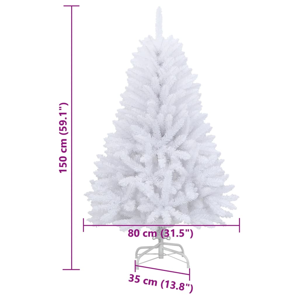 Albero di Natale Artificiale Incernierato con Base Bianco 150cm | homemem39
