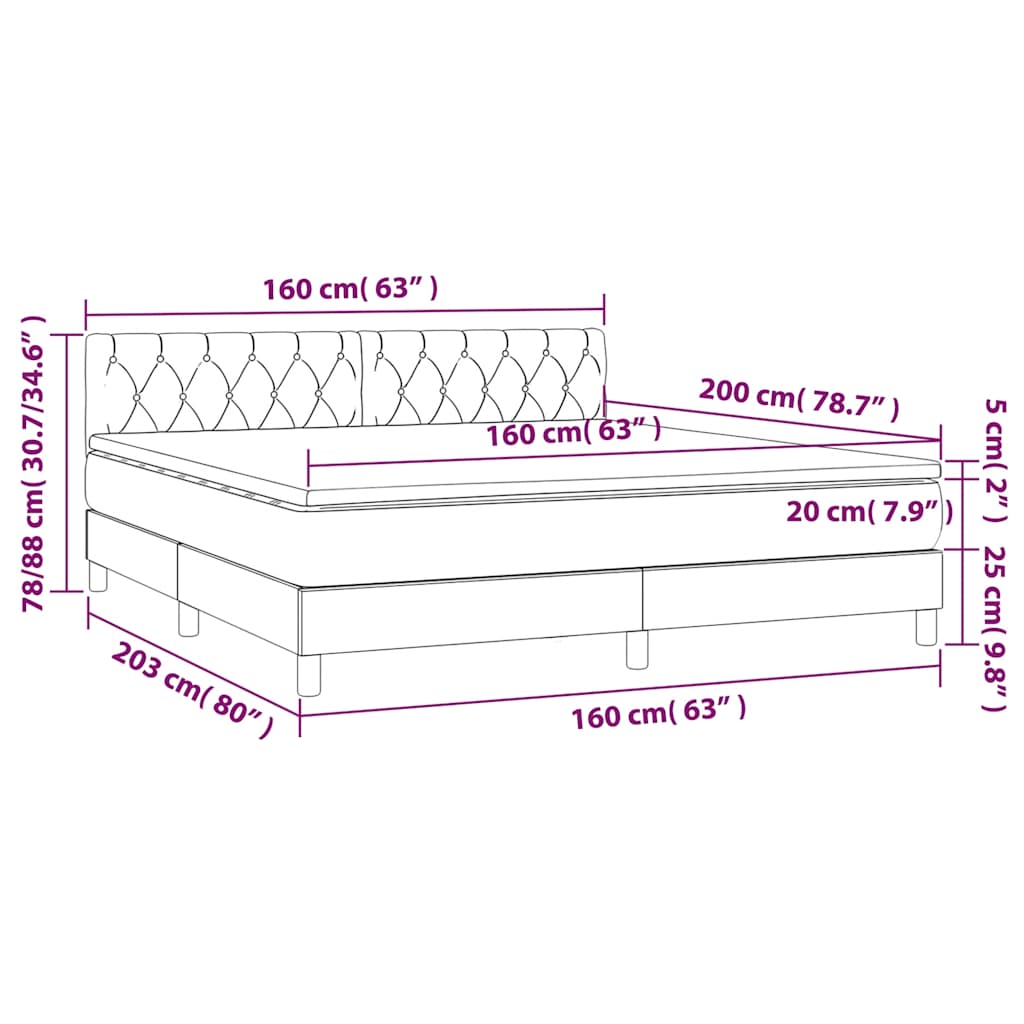 Giroletto a Molle con Materasso Verde Scuro 160x200 cm Velluto | homemem39