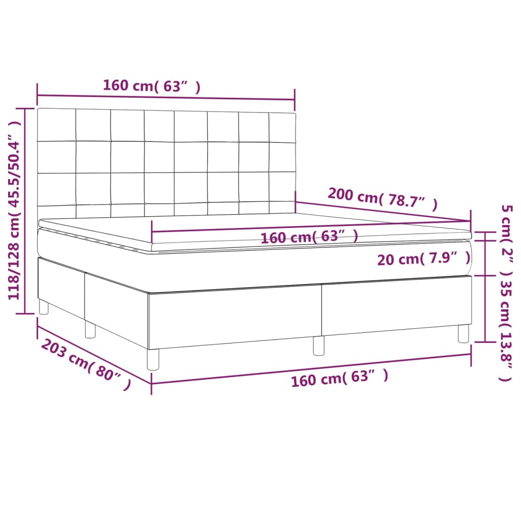 Giroletto a Molle con Materasso Blu 160x200 cm in Tessuto