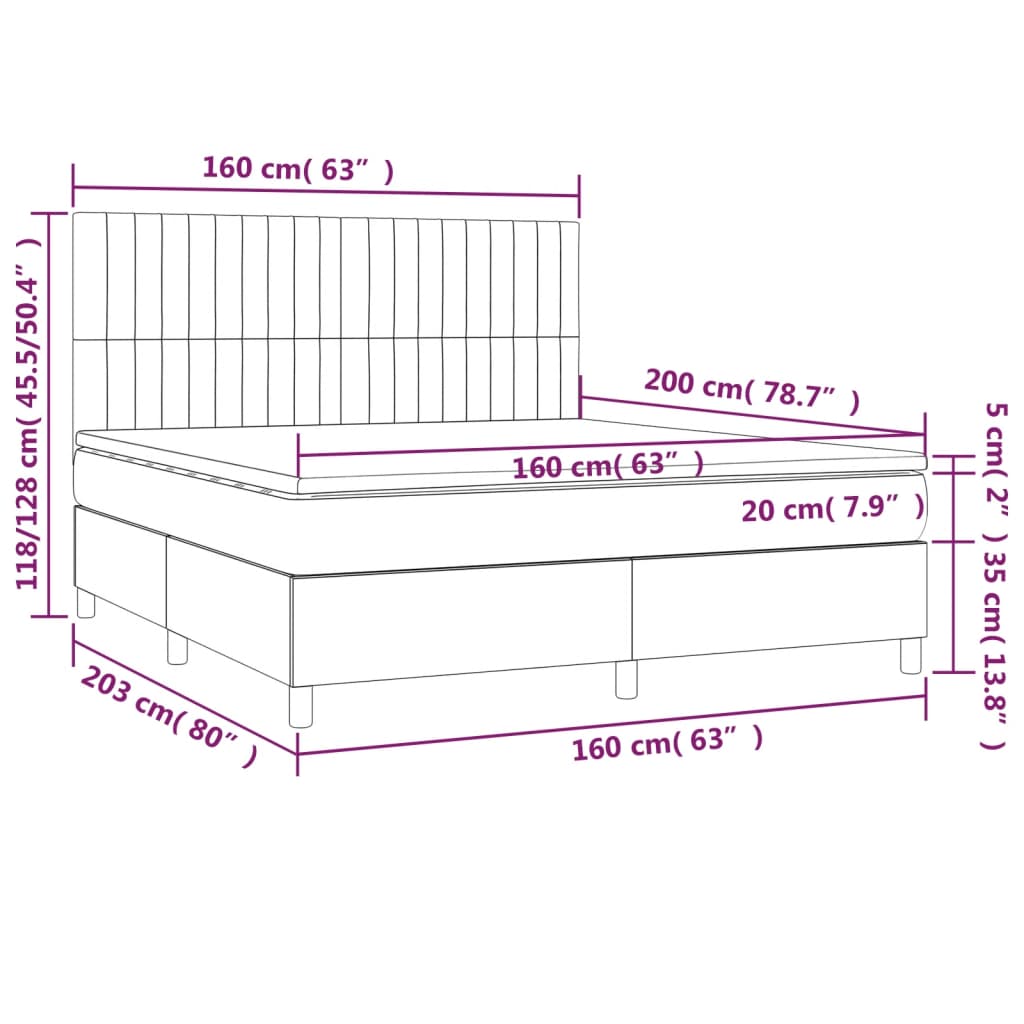 Giroletto a Molle con Materasso Tortora 160x200 cm in Tessuto | homemem39