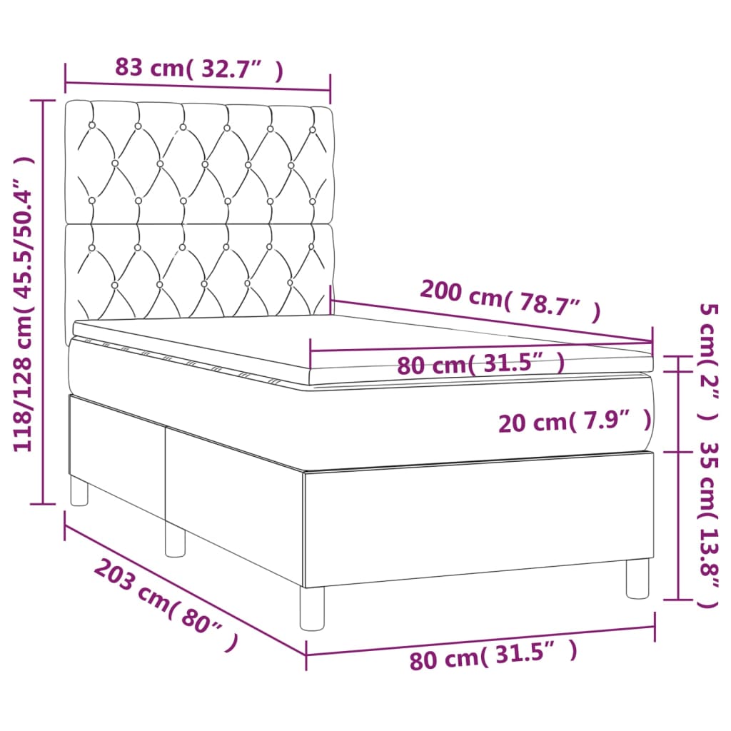 Giroletto a Molle con Materasso Tortora 80x200 cm inTessuto