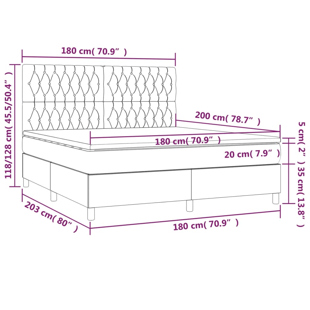 Giroletto a Molle con Materasso Tortora 180x200 cm in Tessuto | homemem39