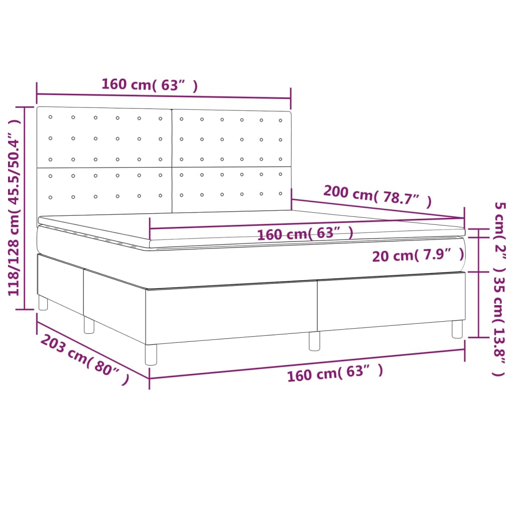 Giroletto a Molle con Materasso Tortora 160x200 cm in Tessuto | homemem39