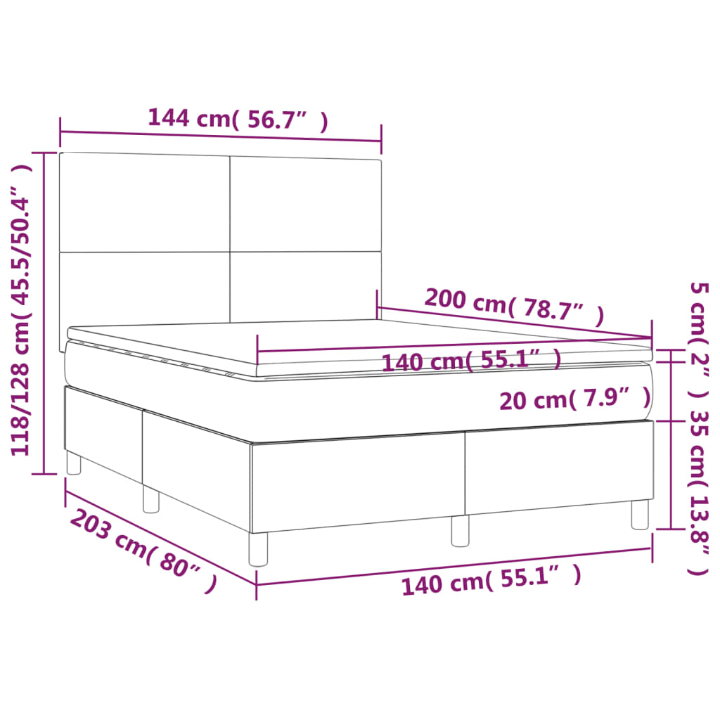 Giroletto a Molle con Materasso Blu 140x200 cm in Tessuto | homemem39
