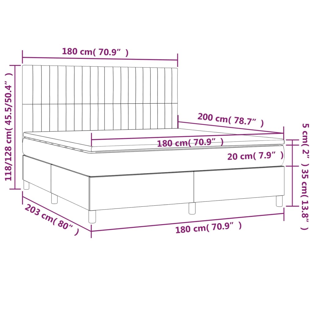 Giroletto a Molle con Materasso Rosa 180x200 cm in Velluto | homemem39