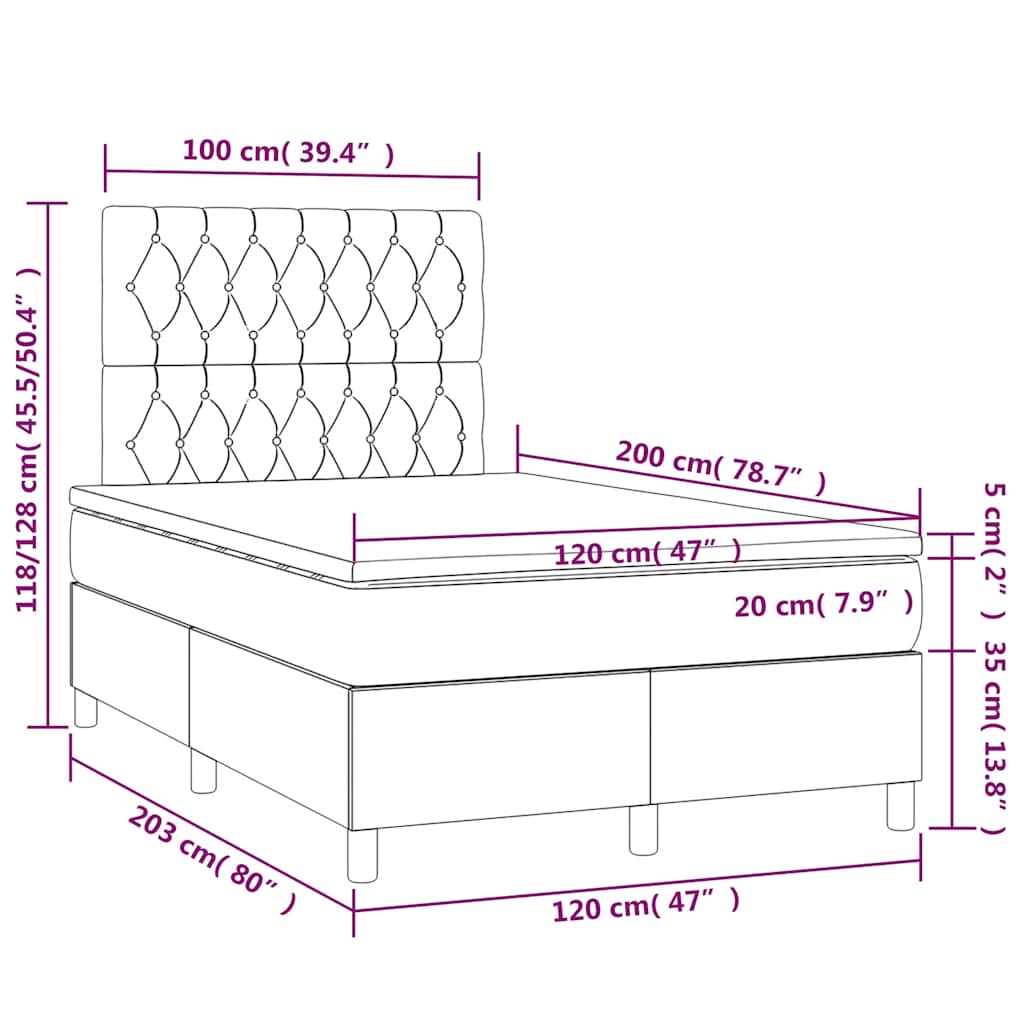 Giroletto a Molle con Materasso Verde Scuro 120x200 cm Velluto | homemem39