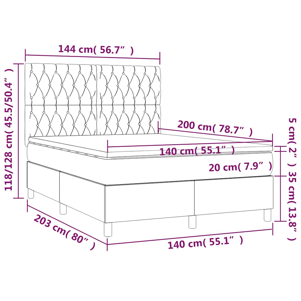 Giroletto a Molle con Materasso Verde Scuro 140x200 cm Velluto | homemem39