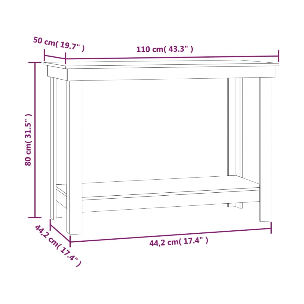Banco da Lavoro Bianco 110x50x80 cm in Legno Massello di Pino | homemem39
