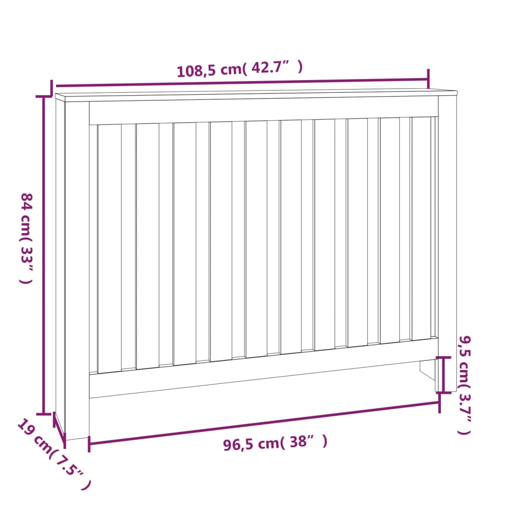 Copertura Termosifone Bianca 108,5x19x84 cm Legno Massello Pino | homemem39