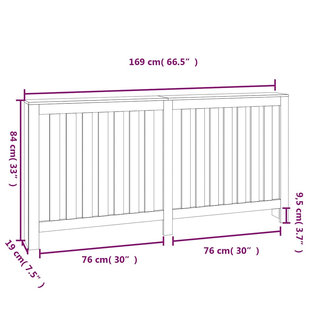 Copertura Termosifone 169x19x84 cm in Legno Massello di Pino | homemem39