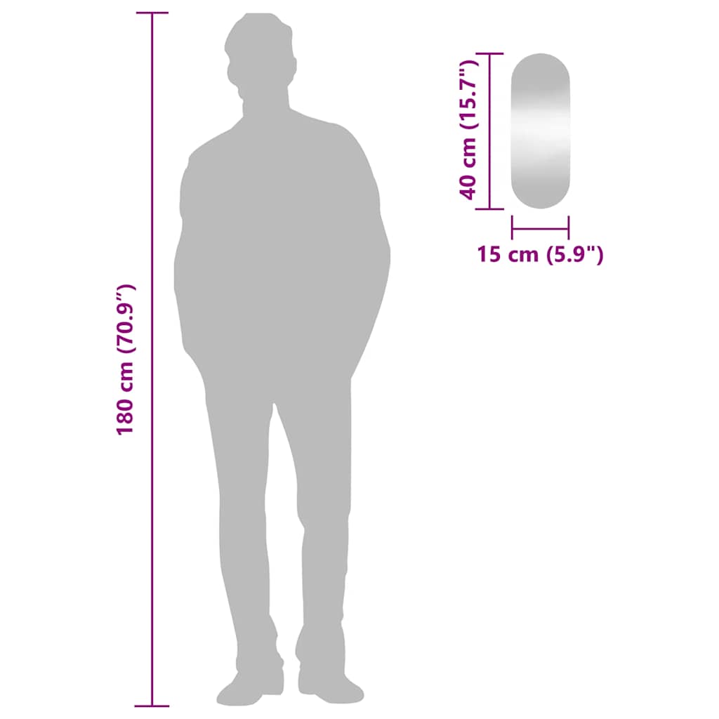 Specchio da Parete 15x40 cm Vetro Ovale - homemem39