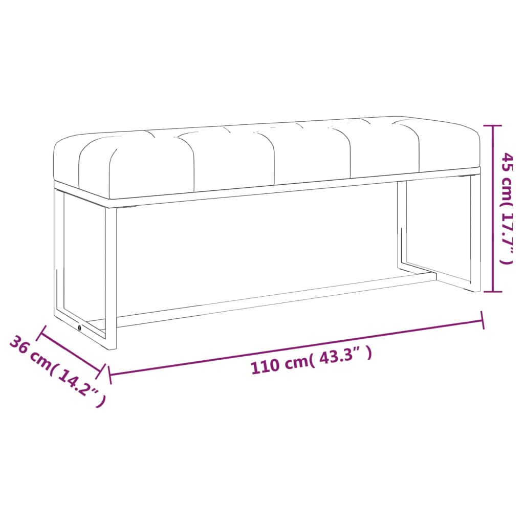 Panca Grigia 110x36x45 cm in Velluto | homemem39