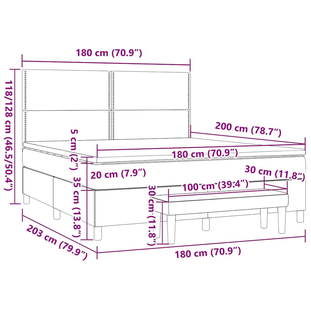 Giroletto a Molle con Materasso Tortora 180x200 cm in Tessuto | homemem39