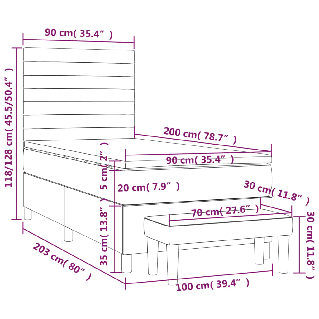 Giroletto a Molle con Materasso Crema 90x200 cm inTessuto | homemem39