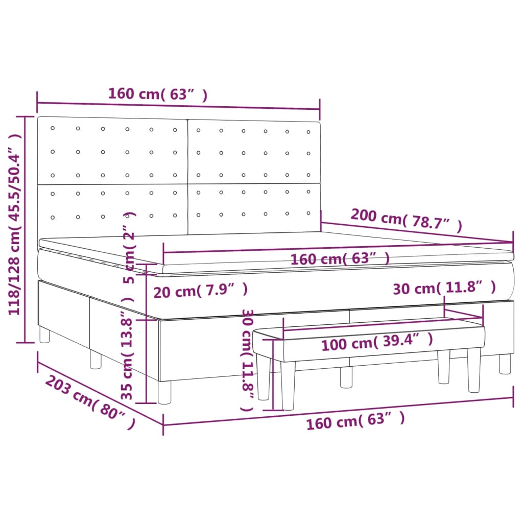 Giroletto a Molle con Materasso Grigio Chiaro160x200 cm Tessuto | homemem39