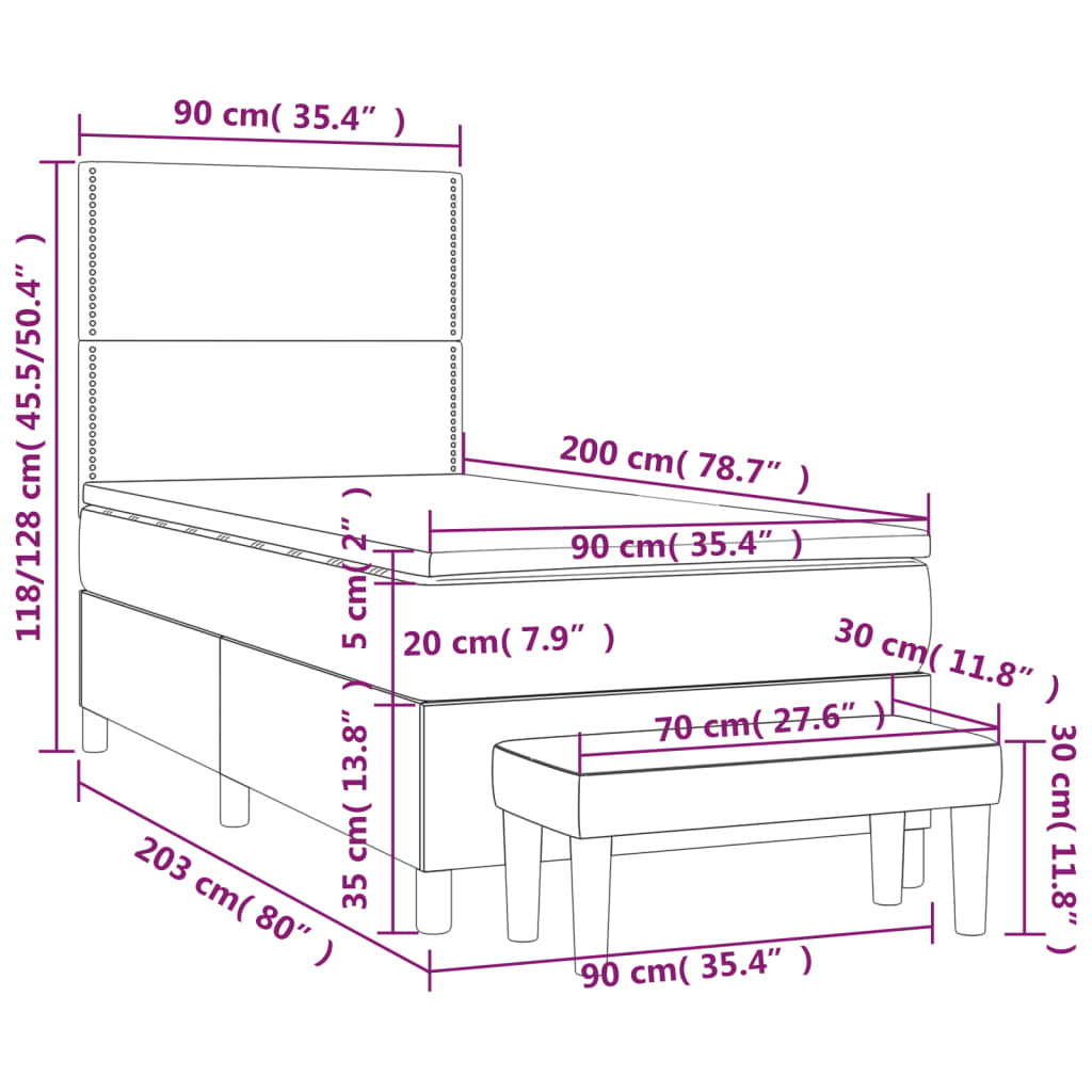 Giroletto a Molle con Materasso Tortora 90x200 cm inTessuto | homemem39