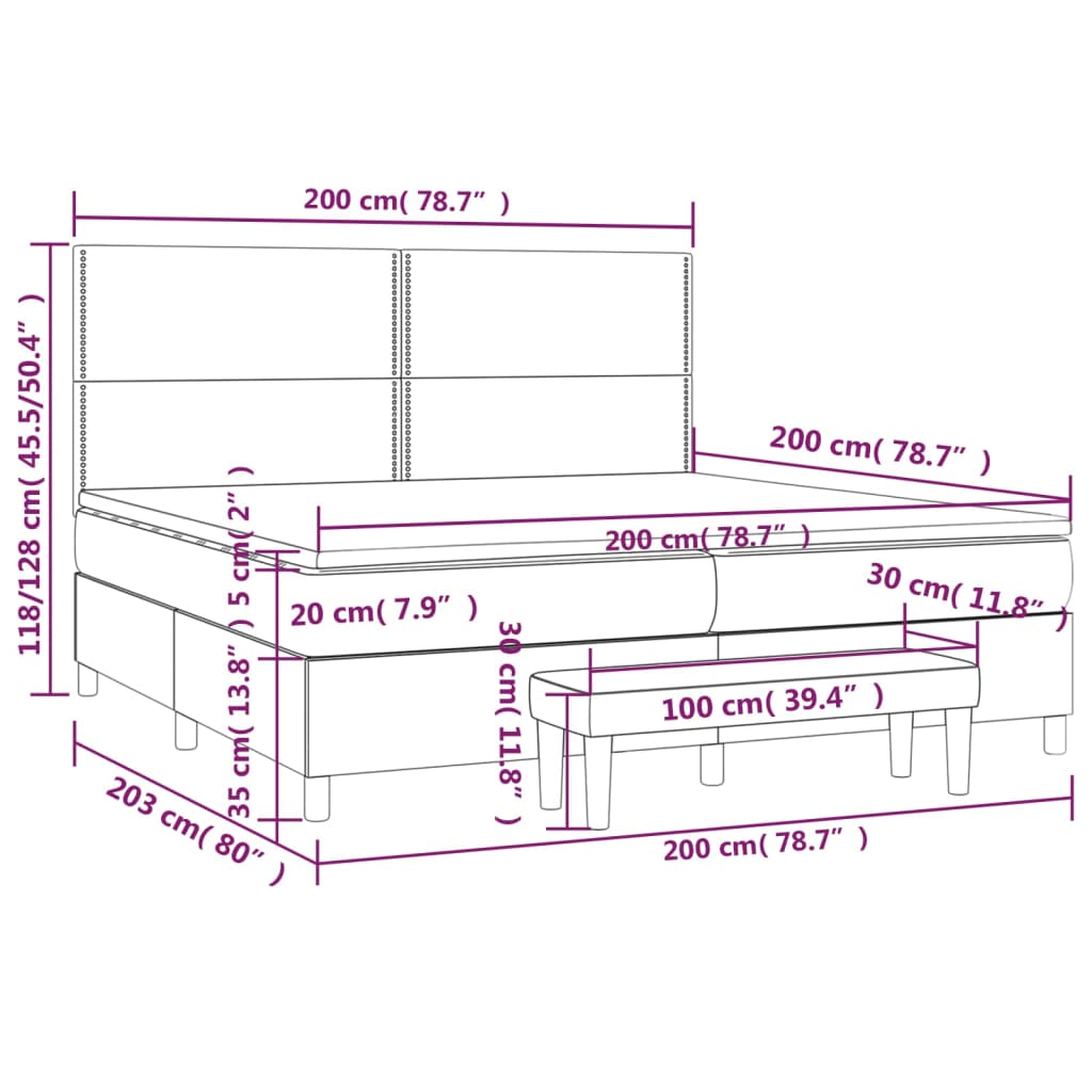 Giroletto a Molle con Materasso Blu 200x200 cm in Tessuto | homemem39