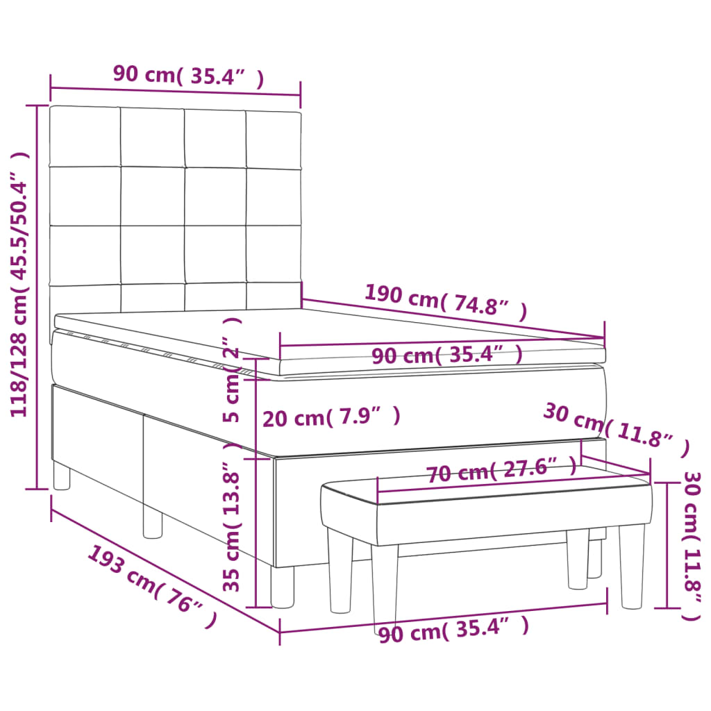 Giroletto a Molle con Materasso Blu 90x190 cm in Tessuto | homemem39
