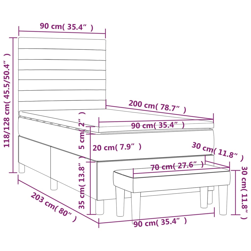 Giroletto a Molle con Materasso Crema 90x200 cm inTessuto | homemem39