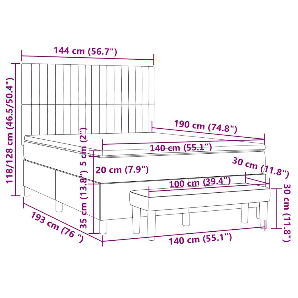 Giroletto a Molle con Materasso Tortora 140x190 cm in Tessuto