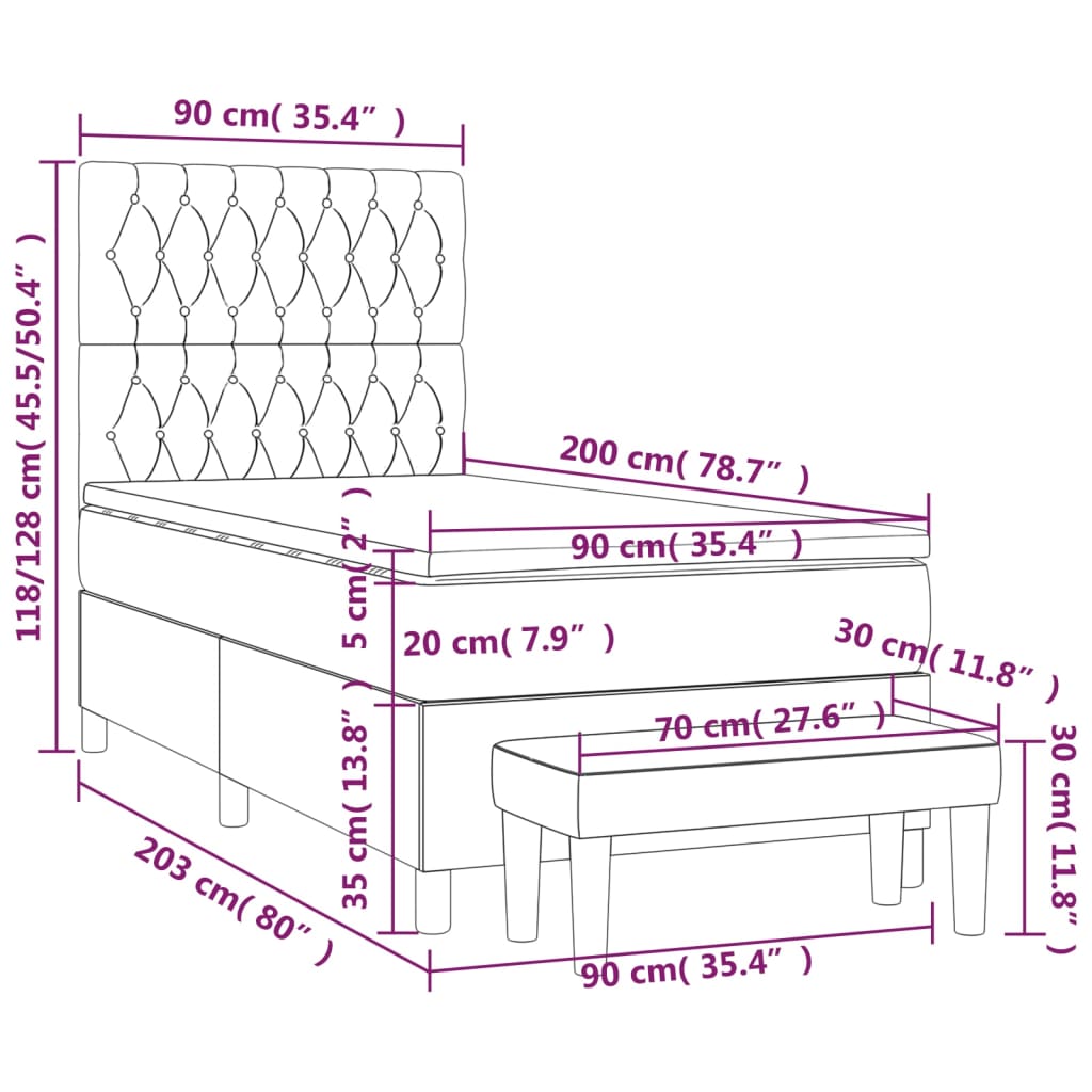 Giroletto a Molle con Materasso Crema 90x200 cm inTessuto | homemem39