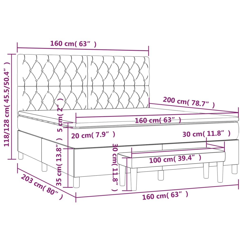 Giroletto a Molle con Materasso Blu 160x200 cm in Tessuto | homemem39