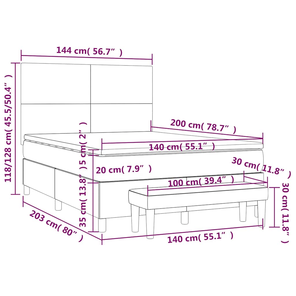 Giroletto a Molle con Materasso Verde Scuro 140x200 cm Velluto | homemem39