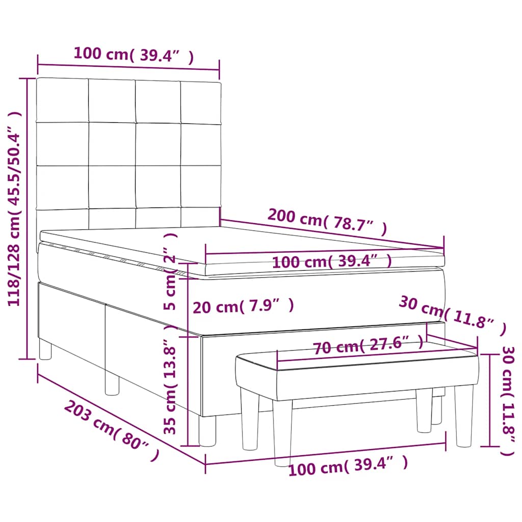 Giroletto a Molle con Materasso Verde Scuro 100x200 cm Velluto | homemem39