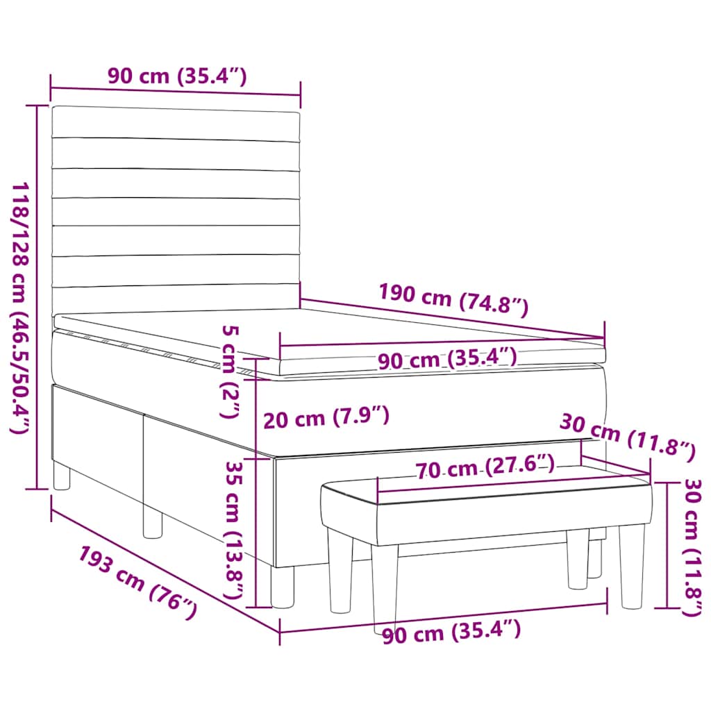 Giroletto a Molle con Materasso Verde Scuro 90x200 cm Velluto