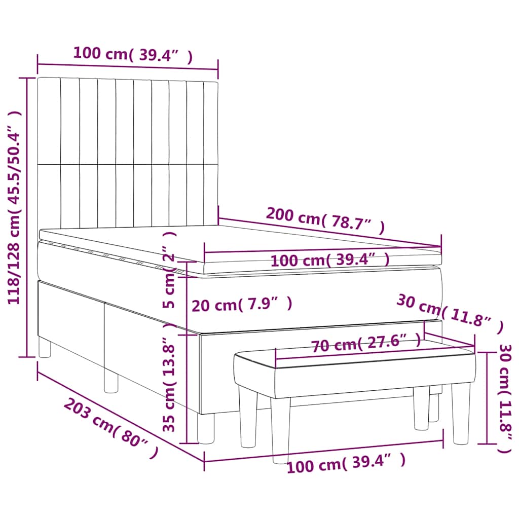 Giroletto a Molle con Materasso Verde Scuro 100x200 cm Velluto | homemem39