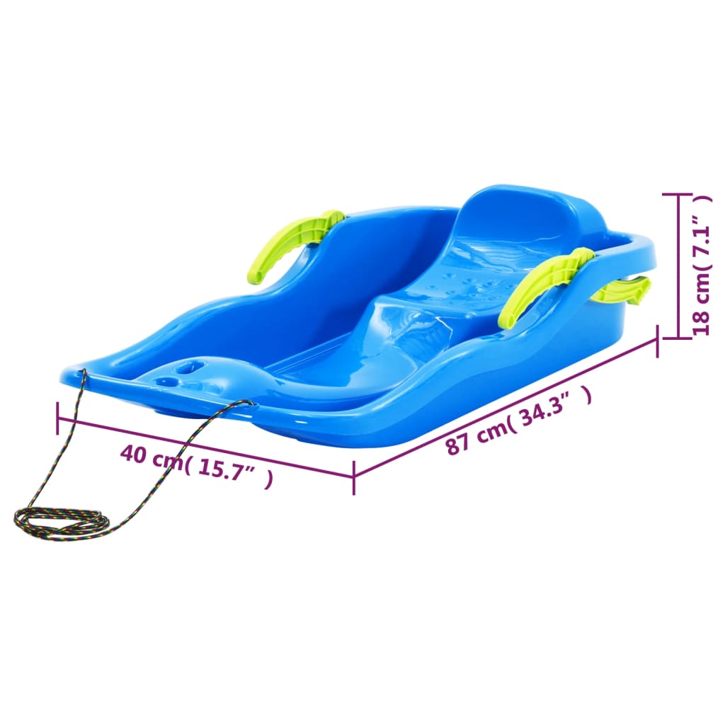 Slittino con Freni Blu 87x40x18 cm in Polipropilene | homemem39