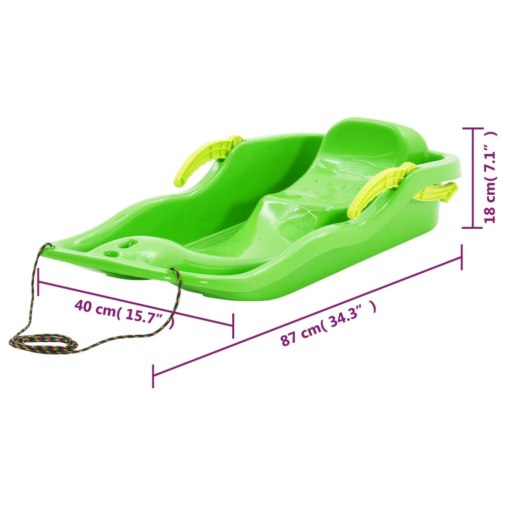 Slittino con Freni Verde 87x40x18 cm in Polipropilene | homemem39