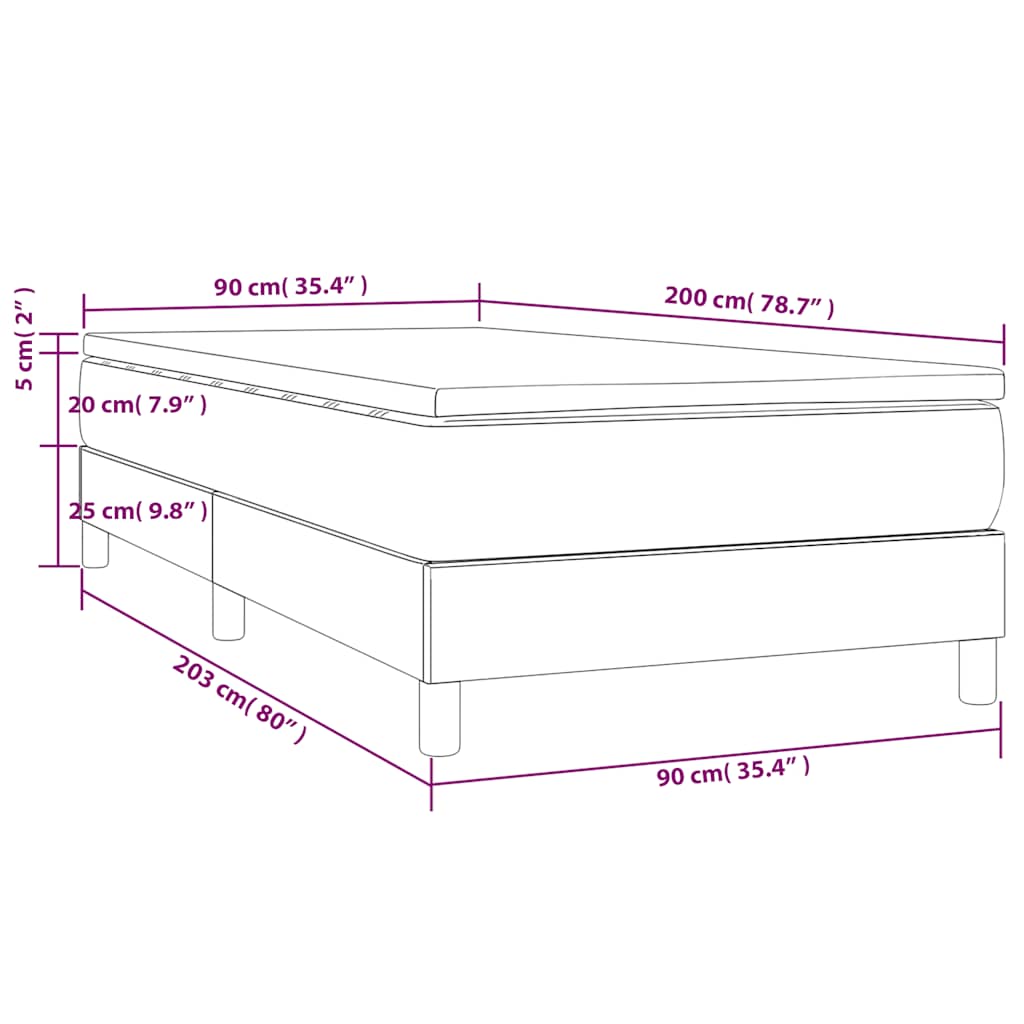 Giroletto a Molle con Materasso Blu Scuro 90x200 cm in Velluto | homemem39