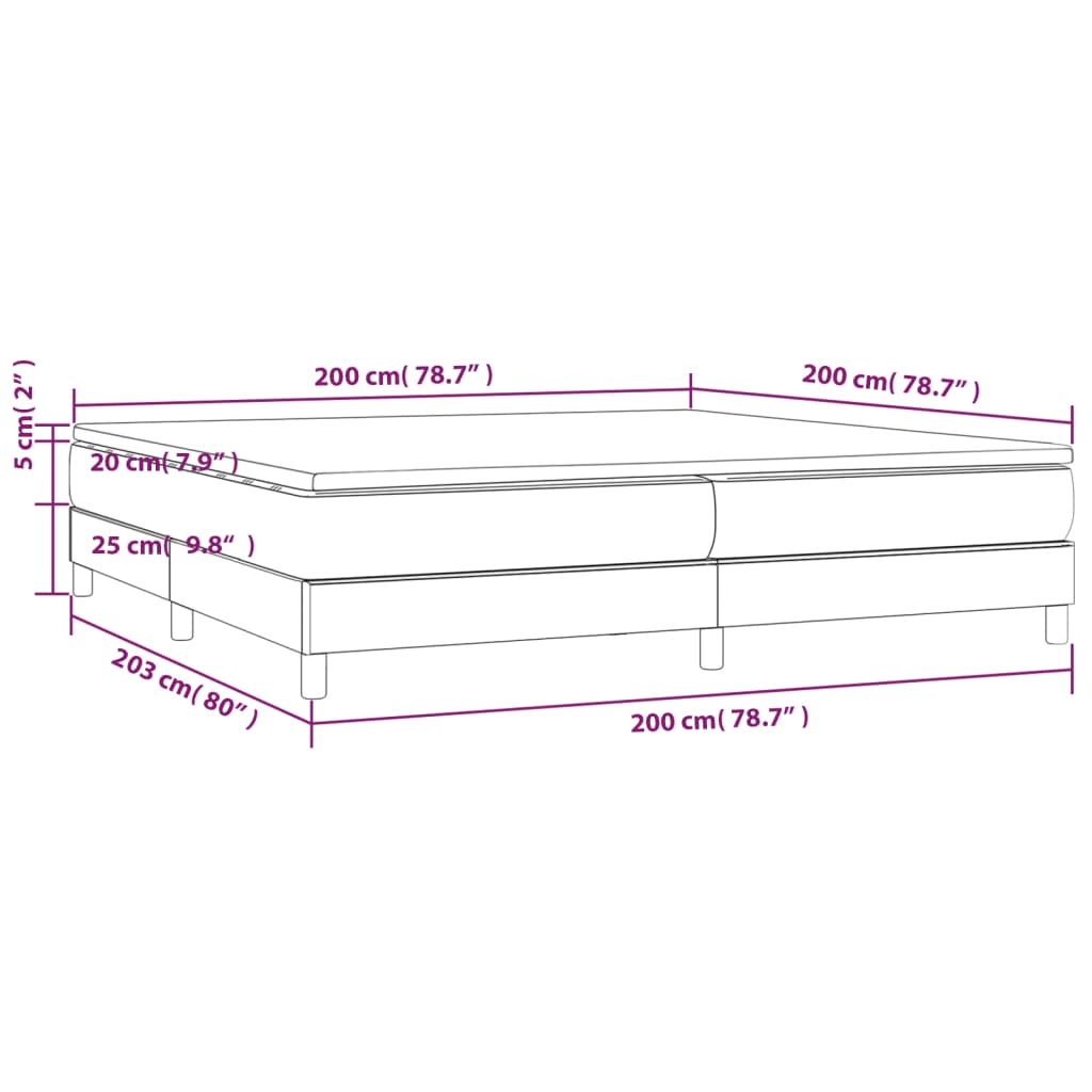Giroletto a Molle con Materasso Blu Scuro 200x200 cm in Velluto | homemem39
