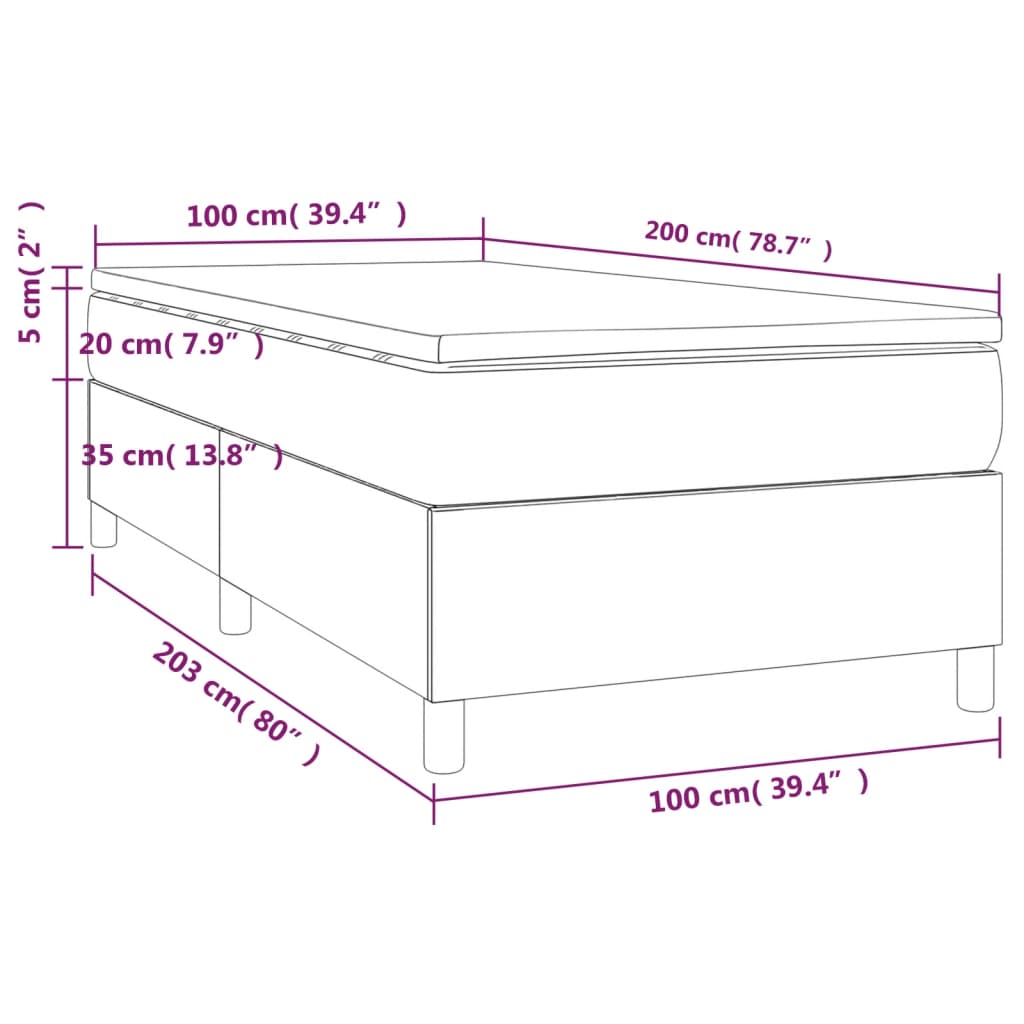 Giroletto a Molle con Materasso Blu 100x200 cm in Tessuto | homemem39