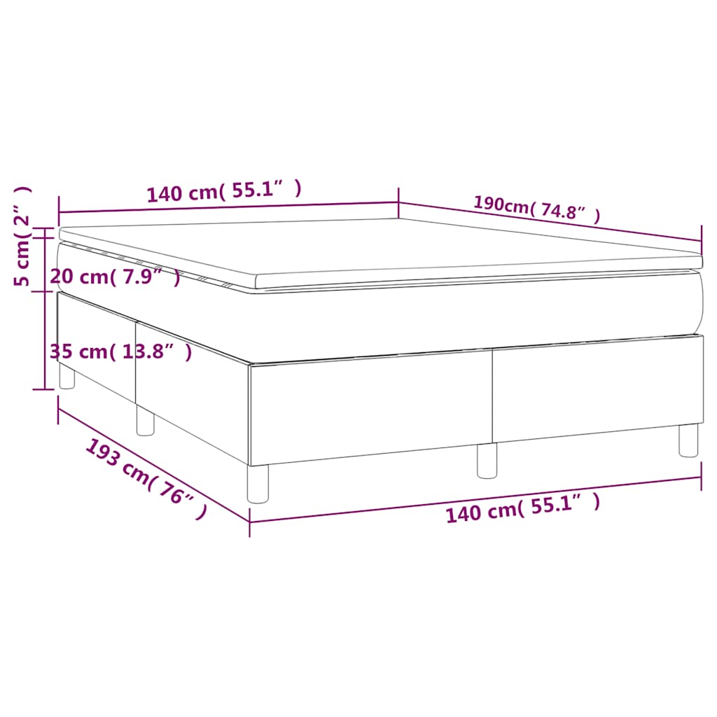 Giroletto a Molle con Materasso Blu Scuro 140x190 cm in Velluto | homemem39