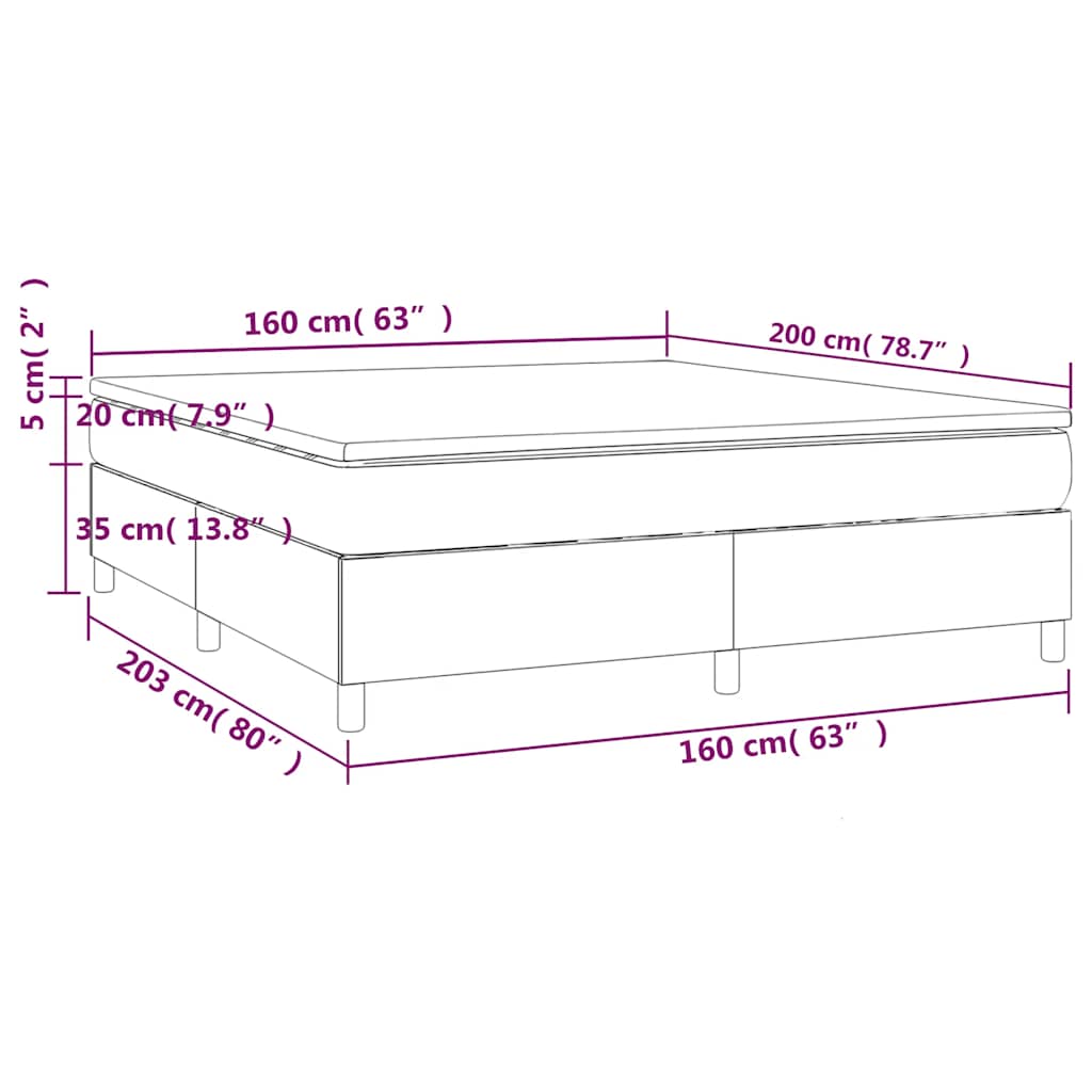 Giroletto a Molle con Materasso Blu Scuro 160x200 cm in Velluto | homemem39
