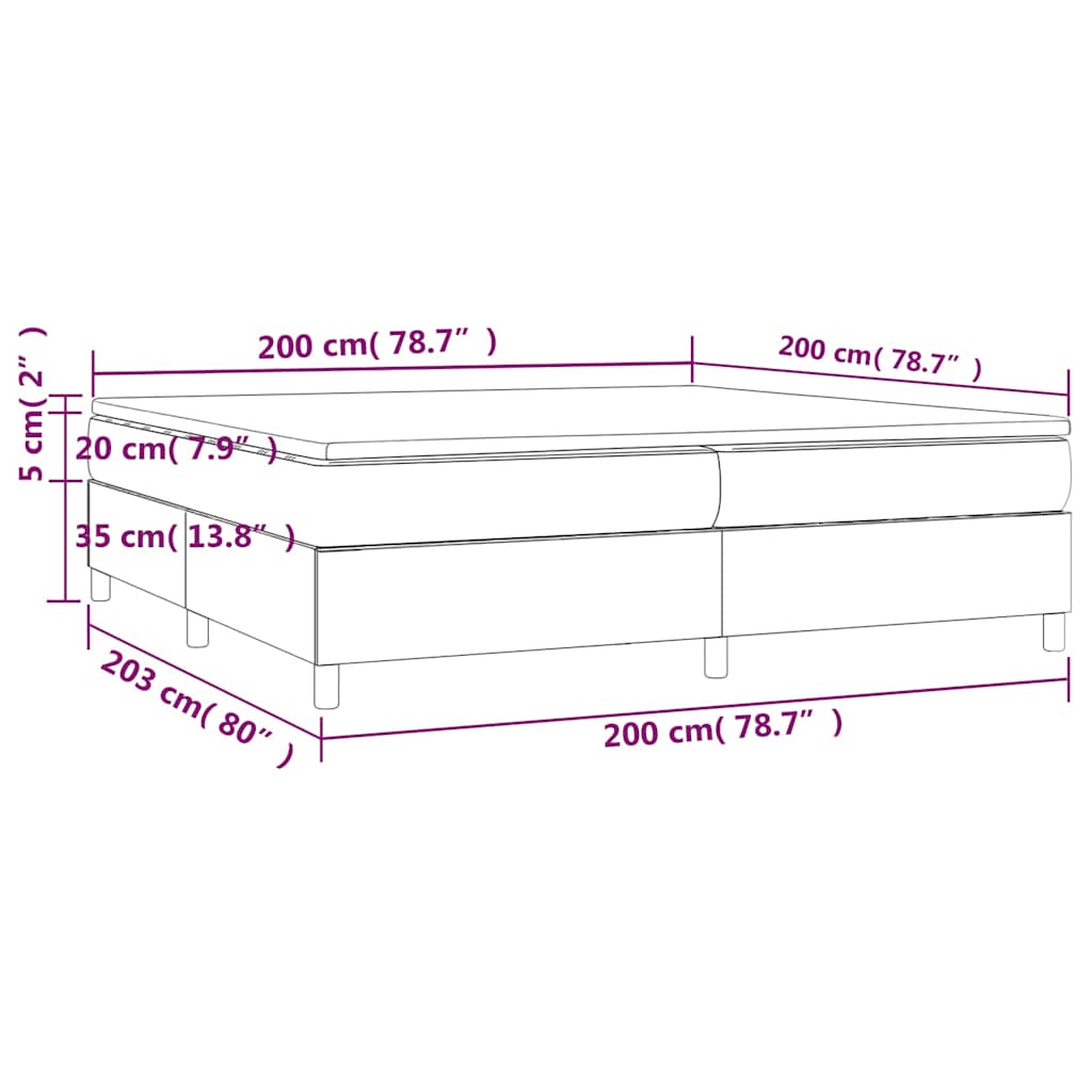 Giroletto a Molle con Materasso Grigio Chiaro 200x200cm Velluto | homemem39